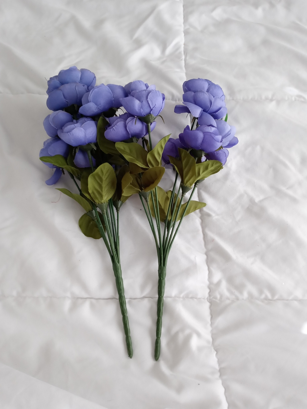 Ashland Purple Faux Flower Bunches with Green Leaves